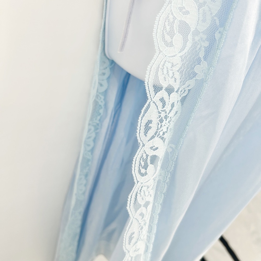 Pandora of California‎ Womens Vintage 70s Blue Lace Trim Coquette Nightgown XL - Picture 4 of 8